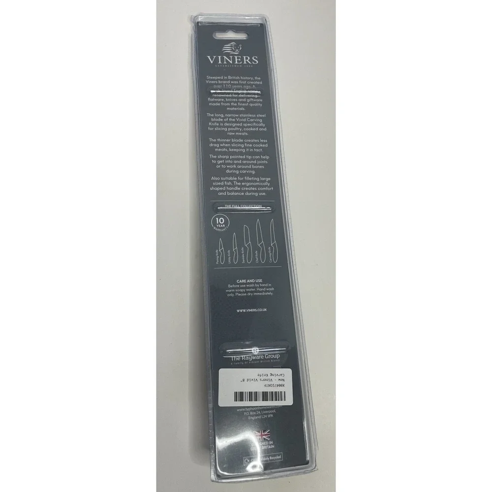 Viners Vivid 8 Inch Carving Knife‎ Stainless Steel Blade, Purple, NEW